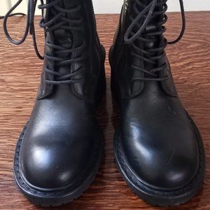 Ann Demeulemeester zipper biker boots black leather